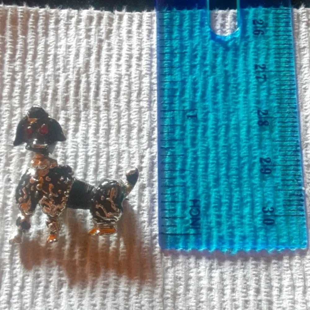 Elegant Black and Silver Tone Poodle Dog Brooch